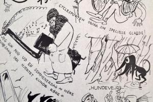 Göndör Bertalan (1908-1945): Dán nyár. Tus, papír, jelzett, 33×23 cm