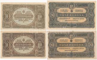 1920. 10K (2x) színváltozatok + 20K (2x) kétféle sorszámmal T:III