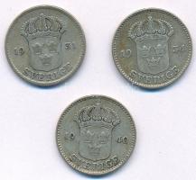 Svédország 1931G - 1940G 25ö Ag (3xklf) T:2,2-
Sweden 1931G - 1940G 25 Öre Ag (3xdiff) C:XF,VF