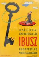 cca 1965 Toncz Tibor (1905-1979): IBUSZ reklám villamosplakát, ofszet, üvegezett keretben, 24x16,5 cm