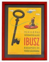 cca 1965 Toncz Tibor (1905-1979): IBUSZ reklám villamosplakát, ofszet, üvegezett keretben, 24x16,5 c...