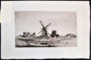 Boldizsár István (1897-1984): Gémeskút. Rézkarc, papír, (hátoldalán hagyatéki pecsét) 17x31 cm