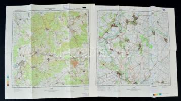 1979, 1990 Veszprém és Csongrád katonai térképe, 2 db, 48×53 cm