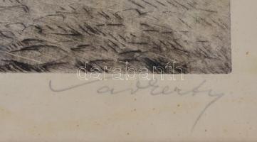 Varkerty jelzéssel: Tabáni utca. Rézkarc, papír, Jelzett. 18x24 cm Üvegezett keretben