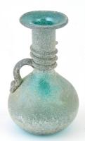 Spanyol üveg váza, jelzett, anyagában színezett, m: 16,5 cm