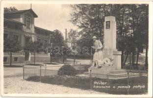 Príbor, Freiberg in Mähren; Sokolovna a pomník padlych / Sokol house, monument