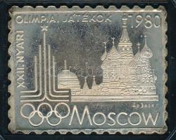 1980. XXII. Nyári Olimpiai Játékok Moszkva 1980 jelzett Ag bélyegérem eredeti ÁPV tokban (~3,36g/0.835/27x22mm) T:1 (PP)