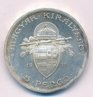 1938. 5P Ag "Szent István" T:1- kis patina, kis ph. Adamo P8.1
