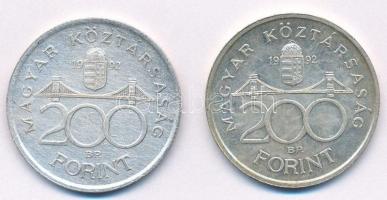 1992. 200Ft Ag "MNB" (2x) T:1- patina, kis ph. Adamo F13