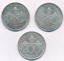 1992. 200Ft Ag "MNB" + 1993. 200Ft Ag "MNB" + 1994. 200Ft Ag "Deák" T:...