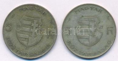 1947. 5Ft Ag "Kossuth" (2x) T:3 patina, ph.Adamo F8.1