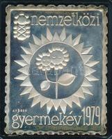 1979. Nemzetközi Gyermekév Ag bélyegérem eredeti ÁPV tokban (~3,41g/0.835/27x22mm) T:1 (PP) patina
