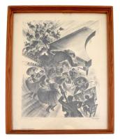 Ruzicskay György (1896-1993): Liszt: Magyar rapszódia. Algrafia, papír, ceruzával jelzett, 34×24 cm ...