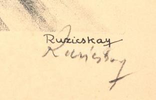 Ruzicskay György (1896-1993): Liszt: Improvisation. Algrafia, papír, ceruzával jelzett, 34×24 cm Üve...