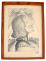 Ruzicskay György (1896-1993): Liszt: Apotheosis Algrafia, papír, ceruzával jelzett, 34×24 cm Üvegeze...