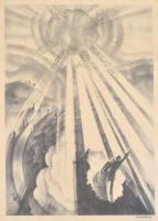 Ruzicskay György (1896-1993): Liszt: Ce qu on entend sur le montagne Algrafia, papír, ceruzával jelzett, 34×24 cm Üvegezett keretben