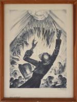 Ruzicskay György (1896-1993): Liszt: Dante Symphonie Algrafia, papír, ceruzával jelzett, 34×24 cm Üvegezett keretben