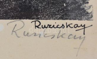 Ruzicskay György (1896-1993): Liszt: Dante Symphonie Algrafia, papír, ceruzával jelzett, 34×24 cm Üv...