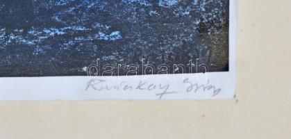 Ruzicskay György (1896-1993): Viharban- Litográfia, papír, ceruzával jelzett, 27x38 cm Üvegezett ker...