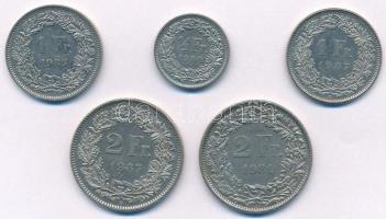Svájc 1981-1987. 1/2Fr + 1Fr (2xklf) + 2Fr (2xklf) T:2 Switzerland 1981-1987. 1/2 Franc + 1 Franc (2xdiff) + 2 Francs (2xdiff) C:XF