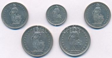 Svájc 1981-1987. 1/2Fr + 1Fr (2xklf) + 2Fr (2xklf) T:2
Switzerland 1981-1987. 1/2 Franc + 1 Franc (...