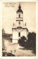 1928 Szekszárd, az 1925. október 24-én leégett római katolikus templom + SZAKADÁT POSTAI ÜGYN. (EK)