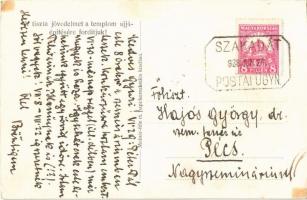 1928 Szekszárd, az 1925. október 24-én leégett római katolikus templom + "SZAKADÁT POSTAI ÜGYN....