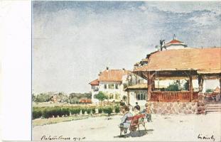 1935 Balatonkenese, Székesfővárosi alkalmazottak üdülőtelepe, szállóépület a vendéglő teraszával s: Csánky Dénes (EK)