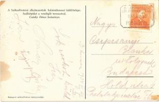 1935 Balatonkenese, Székesfővárosi alkalmazottak üdülőtelepe, szállóépület a vendéglő teraszával s: ...