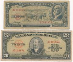 Kuba 1958. 5P + 20P T:III Cuba 1958. 5 Pesos + 20 Pesos C:F