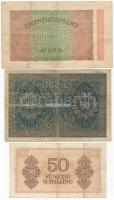 Vegyes 6db-os bankjegy tétel, közte Ausztria / Szövetséges megszállás 1944. 50Sch, Ausztria 1918. 10...