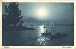 1934 Balaton, esti hangulat, evezős csónakok