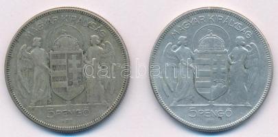 1930. 5P "Horthy Jobbra" Ag (2x) T:2-,3
Adamo P8