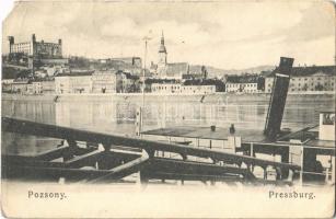 1907 Pozsony, Pressburg, Bratislava; vár, gőzhajó. "Bediene dich allein" / castle, steamship (EM)