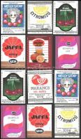 1982-1986 Szobi Gyümölcsfeldolgozó Szövetkezet hétféle címke, összesen 21 db