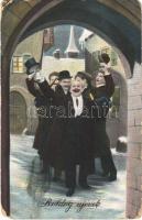 1913 Boldog új évet! / New Year greeting, drunk men (EK)