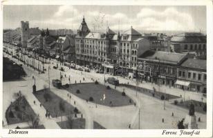 Debrecen, Ferenc József út, villamosok, Böhm Ferenc üzlete