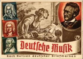 1936 Deutsche Musik, Nach Motiven Deutscher Briefmarken, Olympia = Postwertzeichen = Ausstellung Dresden 1-16. August 1936 / German stamps, So. Stpl. (small tear)