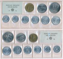 1973-1974. 2f-10Ft (9xklf) érmés forgalmi sor fóliatokban (2x) T:1 Adamo FO6, FO7