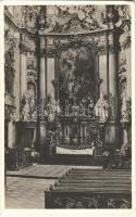 1942 Jászó, Jászóvár, Jasov; A Premontrei kanonokok prépostsága, a székesegyház főoltára. Kracker L. János festménye / abbey, church, interior, main altar (EK)