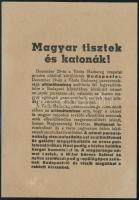 1944 A Vörös Hadsereg magyar honvédekhez intézett magyar nyelvű röplapja Budapest ostromával kapcsolatban
