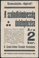 cca 1918 Szabadkőművesség önleleplezése c. röpirat reklámnyomtatványa 15x23 cm