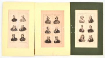 cca 1840 28 db acélmetszet a Neuer Plutarch c. kiadványból, paszpartuban, 18x12 cm és 16x11 cm közöt...