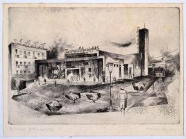 Vegyes grafikai tétel, 8 db, Pécsváradi gimnázium (x2), Pécsi televíziótorony, Komlói toronyházak, P...