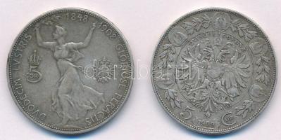 Ausztria 1908. 5K Ag "Ferenc József - Jubileum" + 1909. 5K Ag "Ferenc József" T:...