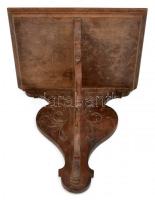 Fa sarokpolc, szúette lyukakkal, 23×19 cm