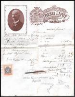 1914 Aszód, Békei Lipót Bádogos, Gáz és Vízvezetékszerelő saját kézzel írt levele, számlája, az utób...