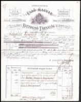 1899 Bp., Első Magyar Általános Biztosító Társaság fejléces biztosítási papírja