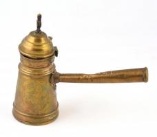 Réz kávéfőző edény, tetején mozgó madár dísszel. m: 20 cm