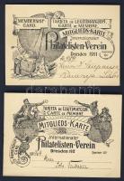 1911 + 1912 Drezdai Filatelista Egyesület 2db tagsági kártya / 2 membership cards of the Dresden Philatelisten Verein